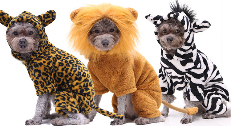 Warm Cartoon Pet Clothes for Dogs & Cats – Soft Cotton Jumpsuit