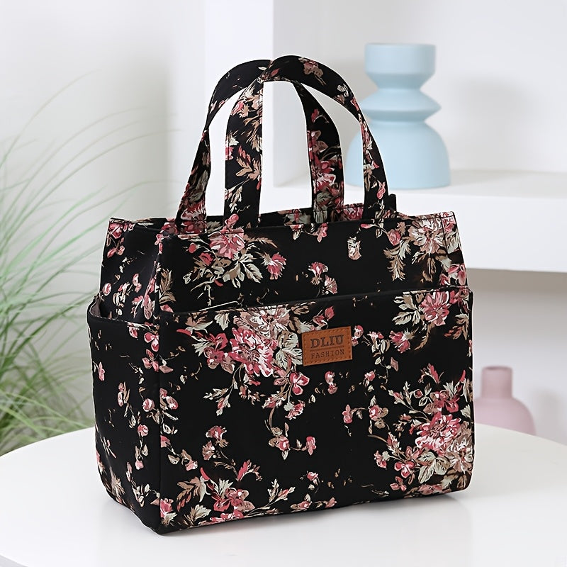 Nouveau Sac Cabas Grande Capacité en Tissu Épaissi – Sac de Travail Simple et Tendance, Fermeture Zippée Semi-Fermée, Poche Latérale pour Gobelet, Poche Avant Zippée, Idéal pour Shopping et Articles Divers, Sac Portable pour le Travail