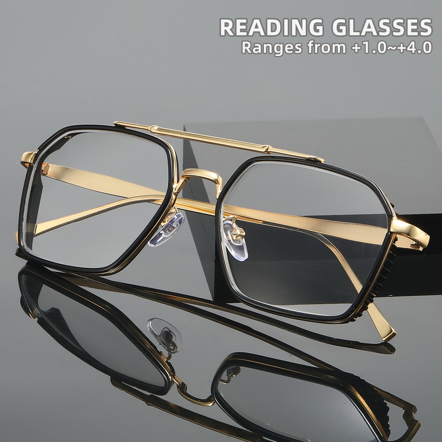 Men's metal PC inner circle square fashionable classic reading glasses for reading, reading, playing games, high-end elderly farsightedness reading glasses for presbyopia,christmas gifts