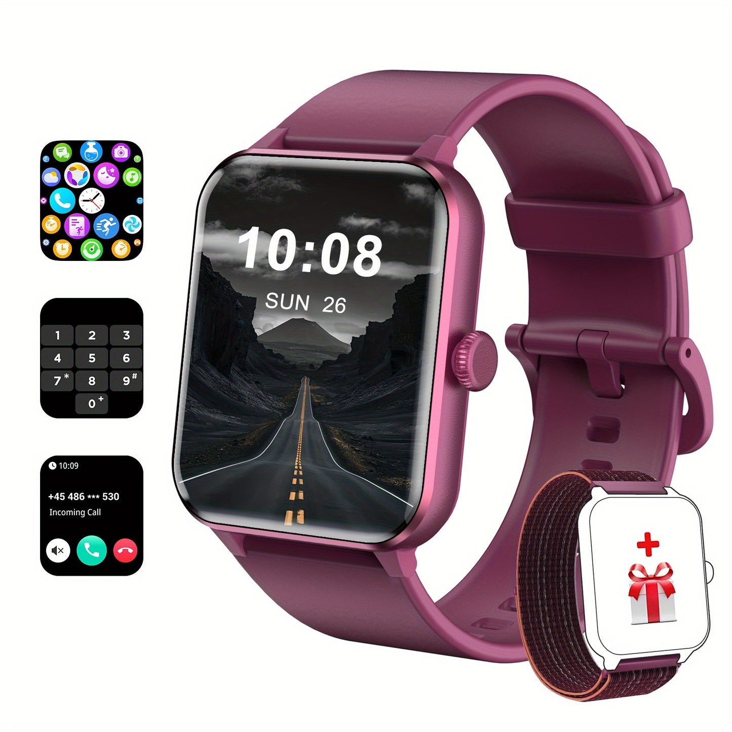 Montre Connectée Homme et Femme – Appels, Réception, Numérotation, Assistant Vocal IA, Écran 4,65 cm, Suivi Sportif et Fitness avec Podomètre, Calories, Distance, Idéal Cadeau Saint-Valentin ou Anniversaire