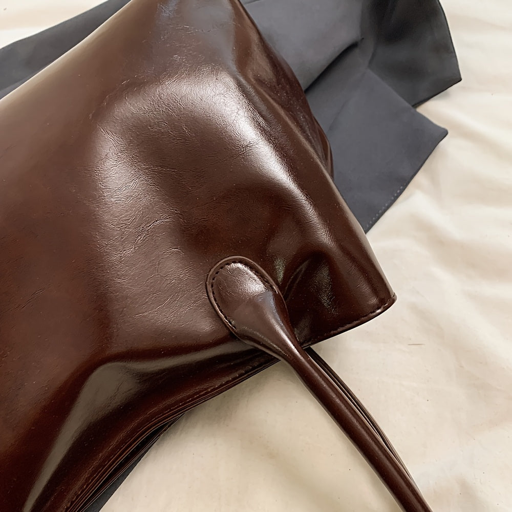 Sac Cabas Femme Vintage – Grande Capacité, Anse Fixe, Sac Élégant Quotidien, Spacieux pour Travail, Shopping et Voyage, Cuir Synthétique Durable, Sac Épaule Classe et Élégant, Sac de Créateur Femme Haute Qualité (Copie)