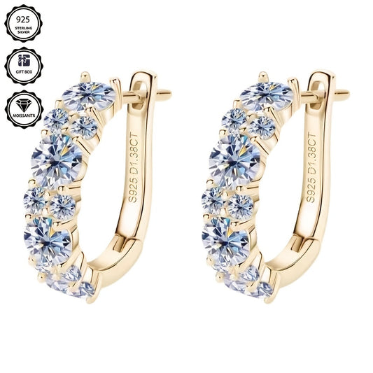 Paire de boucles d’oreilles créoles pour femme en argent 925, serties de moissanite 0,3 Ct et 0,2 Ct, adaptées à diverses occasions, cadeau parfait pour femme, livrées dans un coffret cadeau