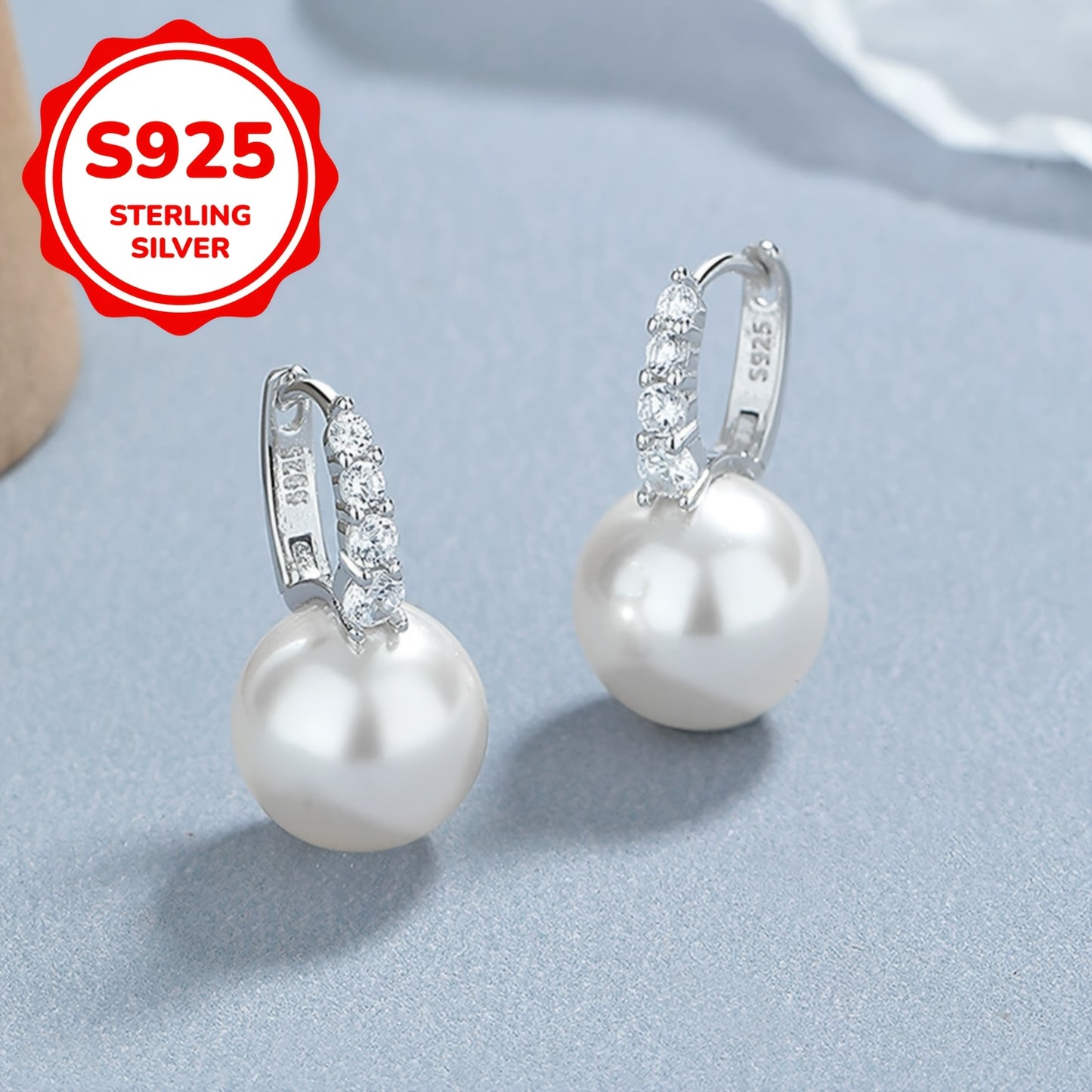 Paire de boucles d’oreilles bague pour femme, style vintage élégant, luxe simple, en argent 925, 3,9 g, incrustation de zirconia synthétique, tige en argent sterling
