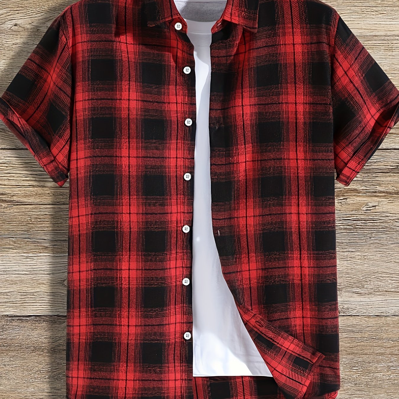 Plaid Fashionable And Simple Men's Short Sleeve Casual Lapel Simple Shirt, Trendy And Versatile, Suitable For Dates