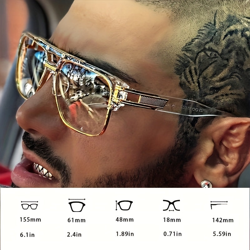 1pc Retro Square Frame Glasses for Women & Men - Metal Hinges, Lightweight Full-Rim Unisex Design, Non- Decorative Eyewear for, Casual & Formal Outfits, Stylish Glasses, Trendy Eyewear, Metallic Accents, Sleek Lenses