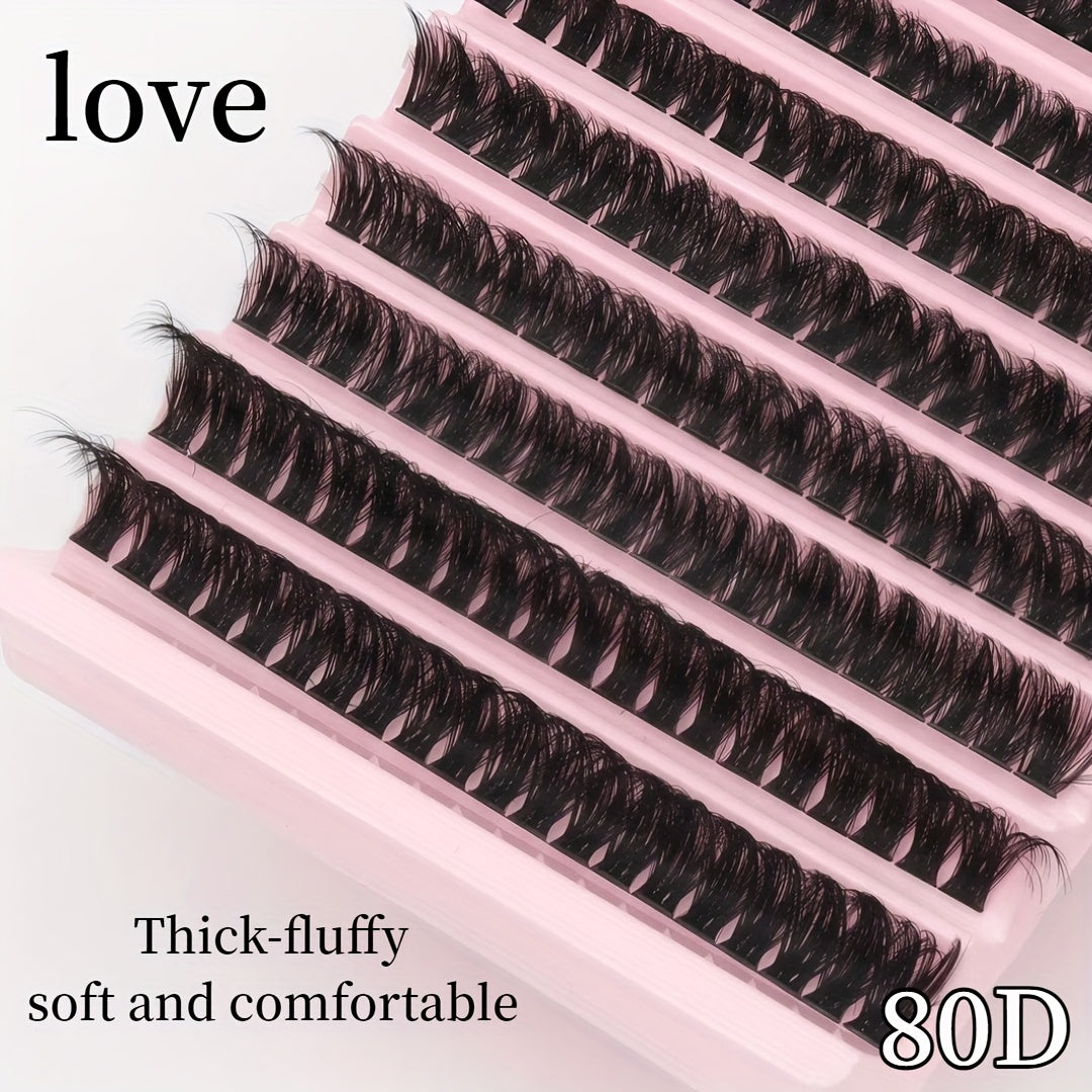 200 bouquets de cils 30D/80D longueurs mixtes 10-16 mm mix & match D Curl cils naturels volumineux 3D effet scintillant style yeux russes légers et confortables kit DIY facile