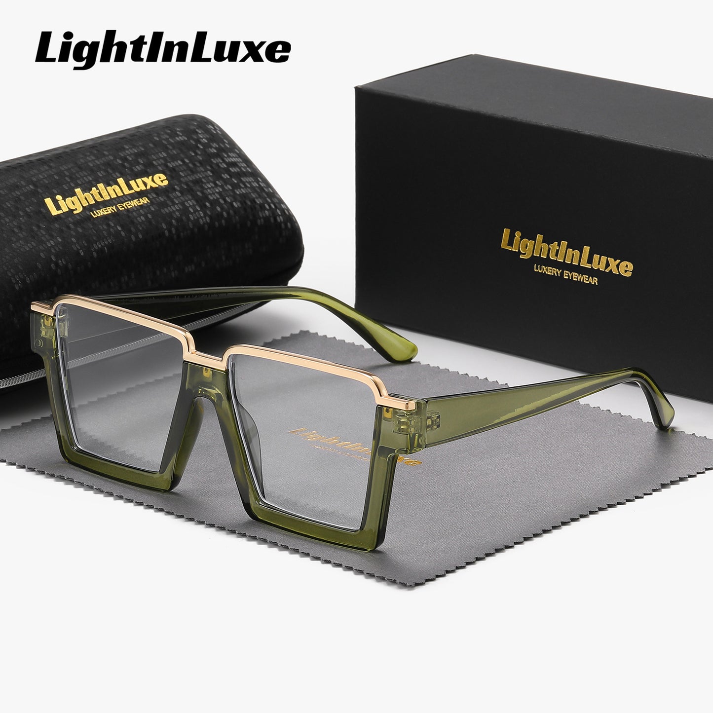 Lightinluxe Unisex Fashion Semi-Rimless Transparent Eyewear, Casual Square Clear Eyeglasses