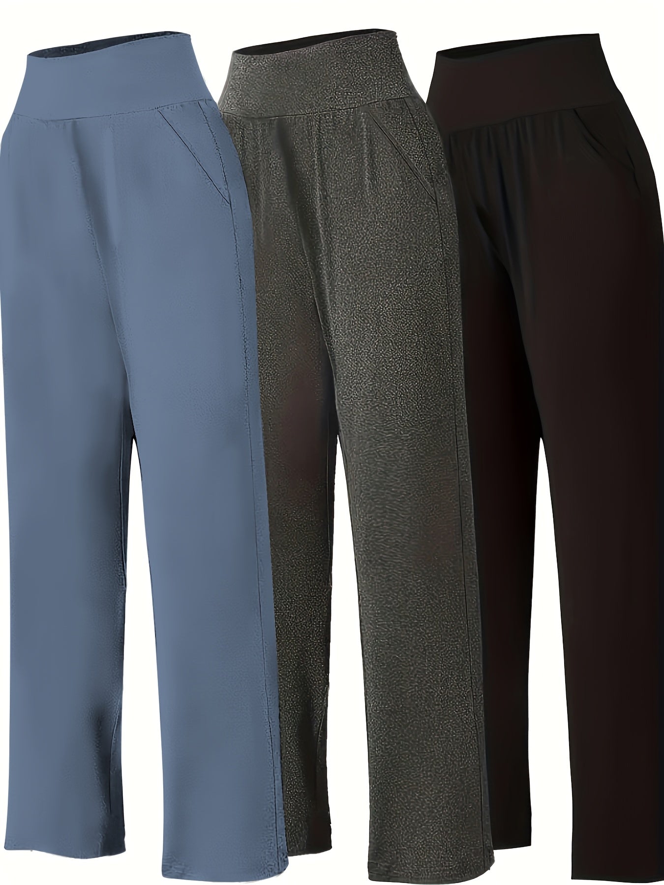 Pantalon Femme Grande Taille Décontracté – Taille Haute avec Poches, 3 Couleurs (Pourpre, Gris, Noir), Tous Saisons