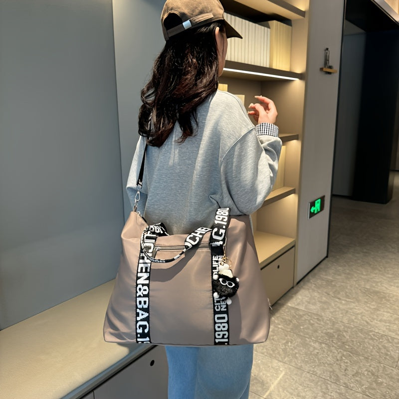 Sac Cabas Chic en Tissu Oxford Noir pour Femmes – Polyvalent à Porter à l’Épaule, Grande Capacité, Bandoulière Ajustable, Fermeture Éclair