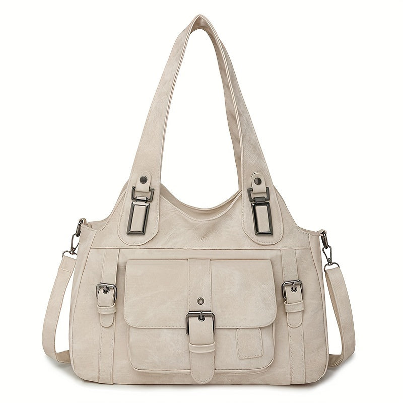 Sac Cabas Femme Rétro Taole en Synthétique avec Bandoulière Amovible – Quincaillerie Dorée et Fermeture Éclair, Couleurs : Gris / Beige / Marron / Noir – Sac Vintage pour Travail et Voyages, Sac Synthétique Durable