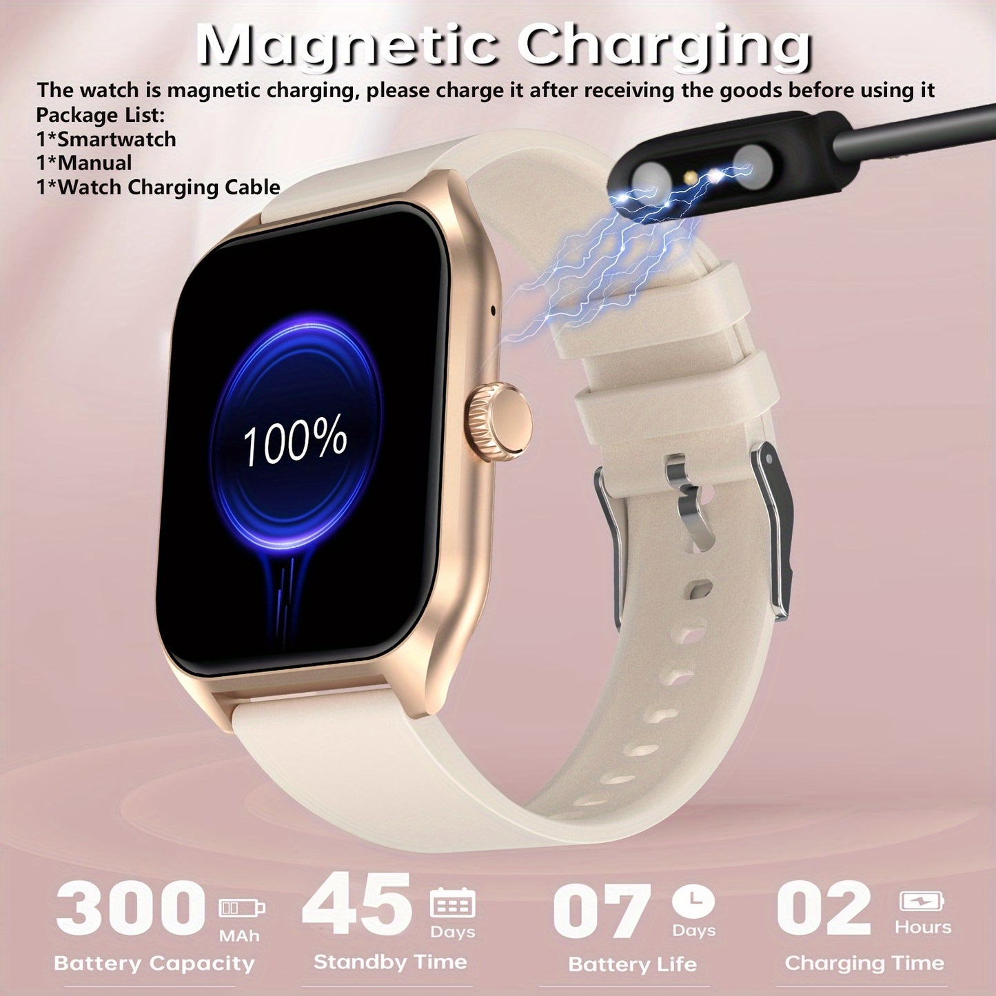 4.98cm Smart Watch with Body Temp/ Monitor, Smart Watch with Wireless Call (Answer/ Make/ Reject Calls) for Men Women, Fitness Activity Tracker with 100+ Sports Modes/ SOS/ Game/ AI Voice/ Calculator, Compatible with Android