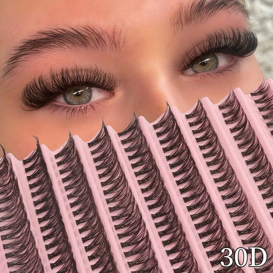 200 bouquets de cils 30D/80D longueurs mixtes 10-16 mm mix & match D Curl cils naturels volumineux 3D effet scintillant style yeux russes légers et confortables kit DIY facile