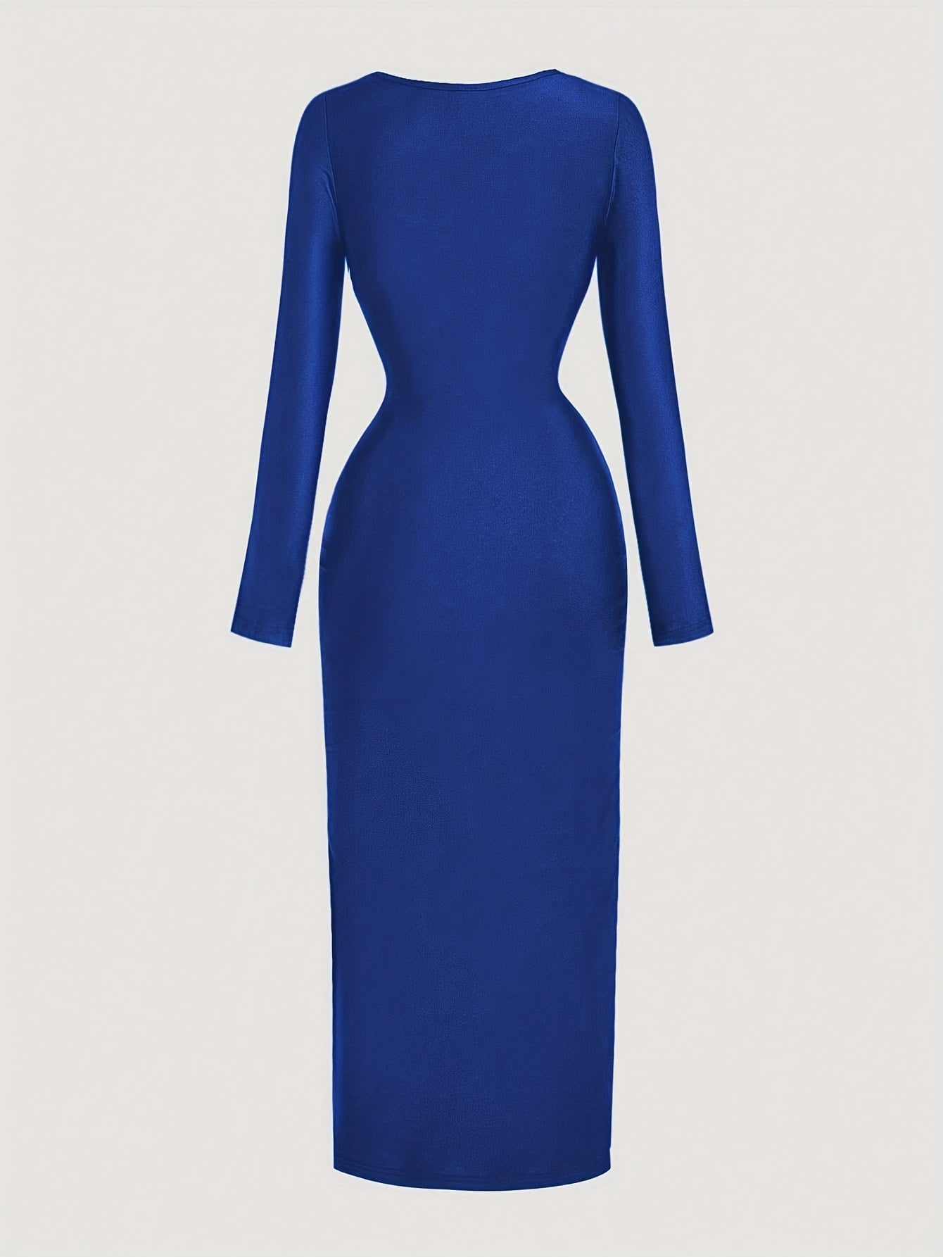 Robe Femme Élégante à Col Irrégulier — Manches Longues, Couleur Unie, Parfaite pour Soirées, Sorties et Rendez-vous