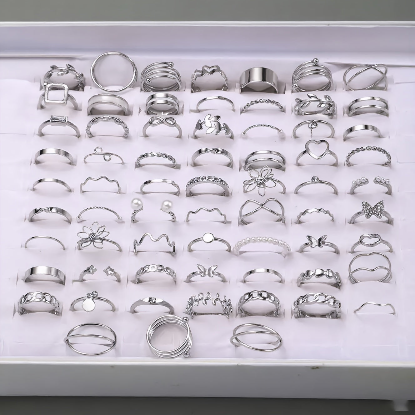 22/66pcs Set of Stylish And Elegant Geometric Stacked Rings Featuring Butterfly, Heart, And Star Elements, Perfect for Women'S Daily Outings And Parties, Versatile Fashion Jewelry for Christmas, Halloween, And Valentine'S Day