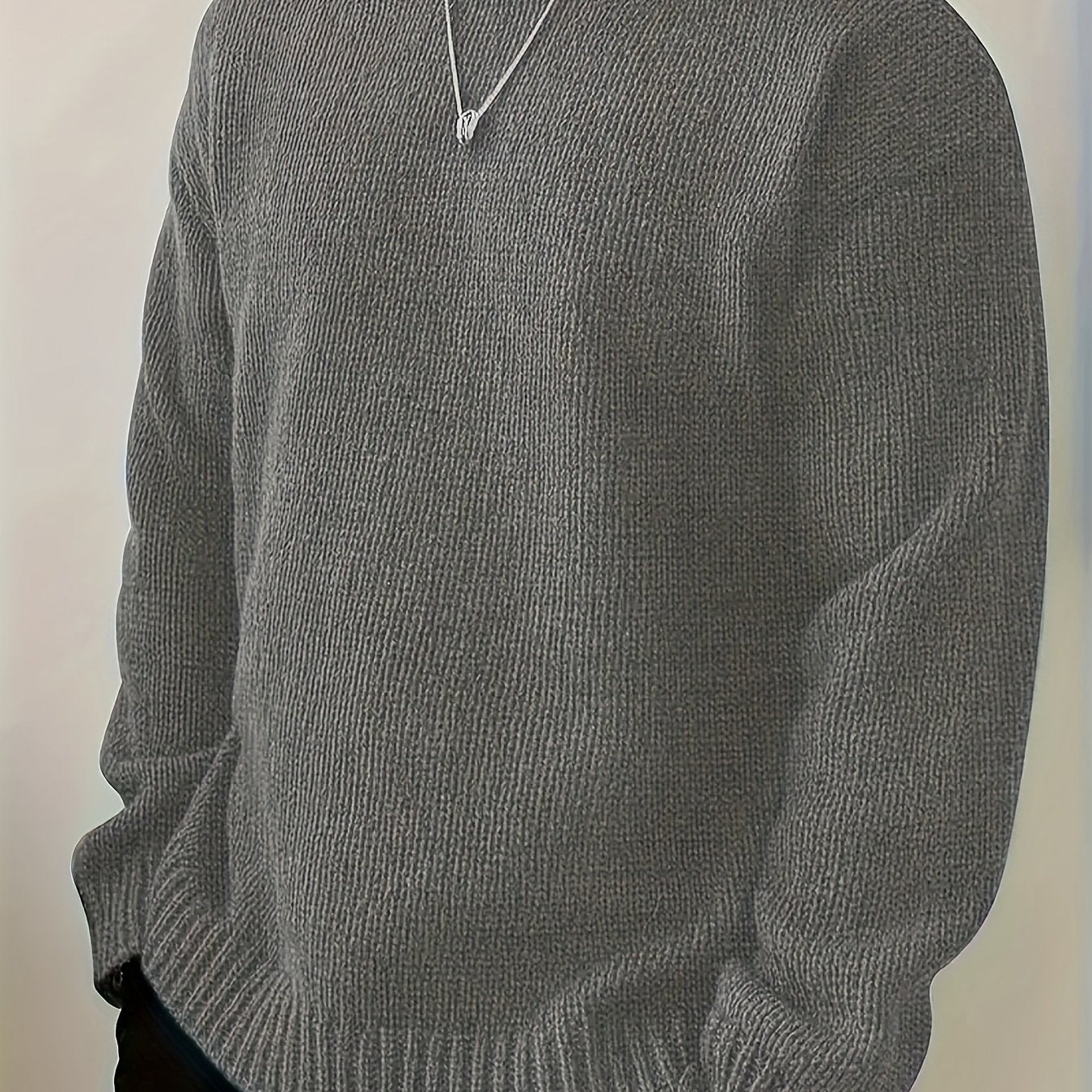 Men'S Olive Green Sweater - Soft Round Neck Long Sleeve Winter Warmth, Solid Color Casual Pullover for Fall/Winter, Regular Fit Casual Attire