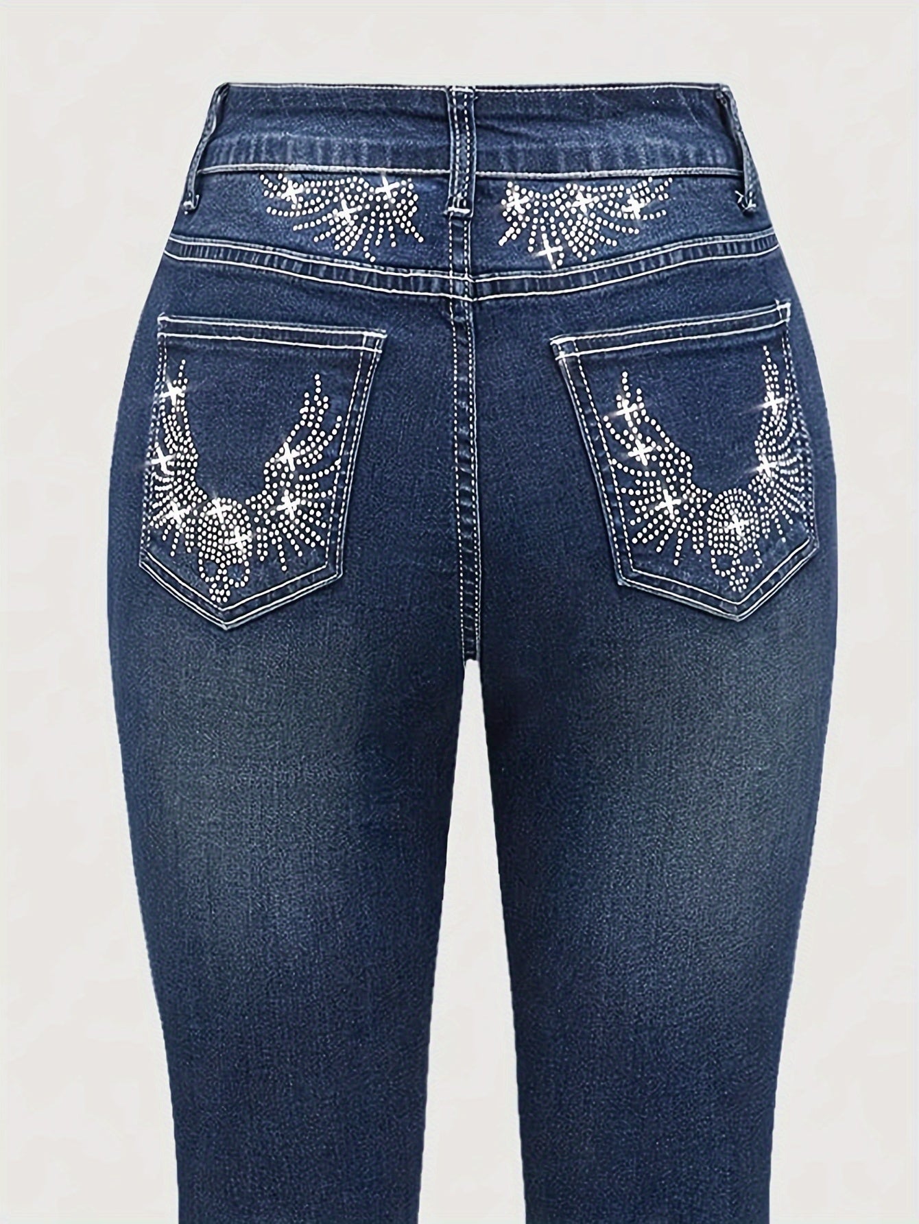 Jeans Femme Évasé Extensible Bell-Bottom Non Transparent Bleu Classique Lavable Décontracté et Formel Toute Saison Polyvalent