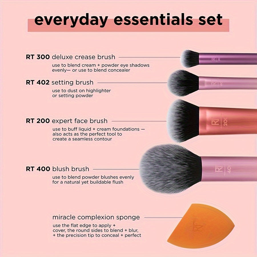 Kit 5 Pièces – Pinceaux & Éponge Beauté