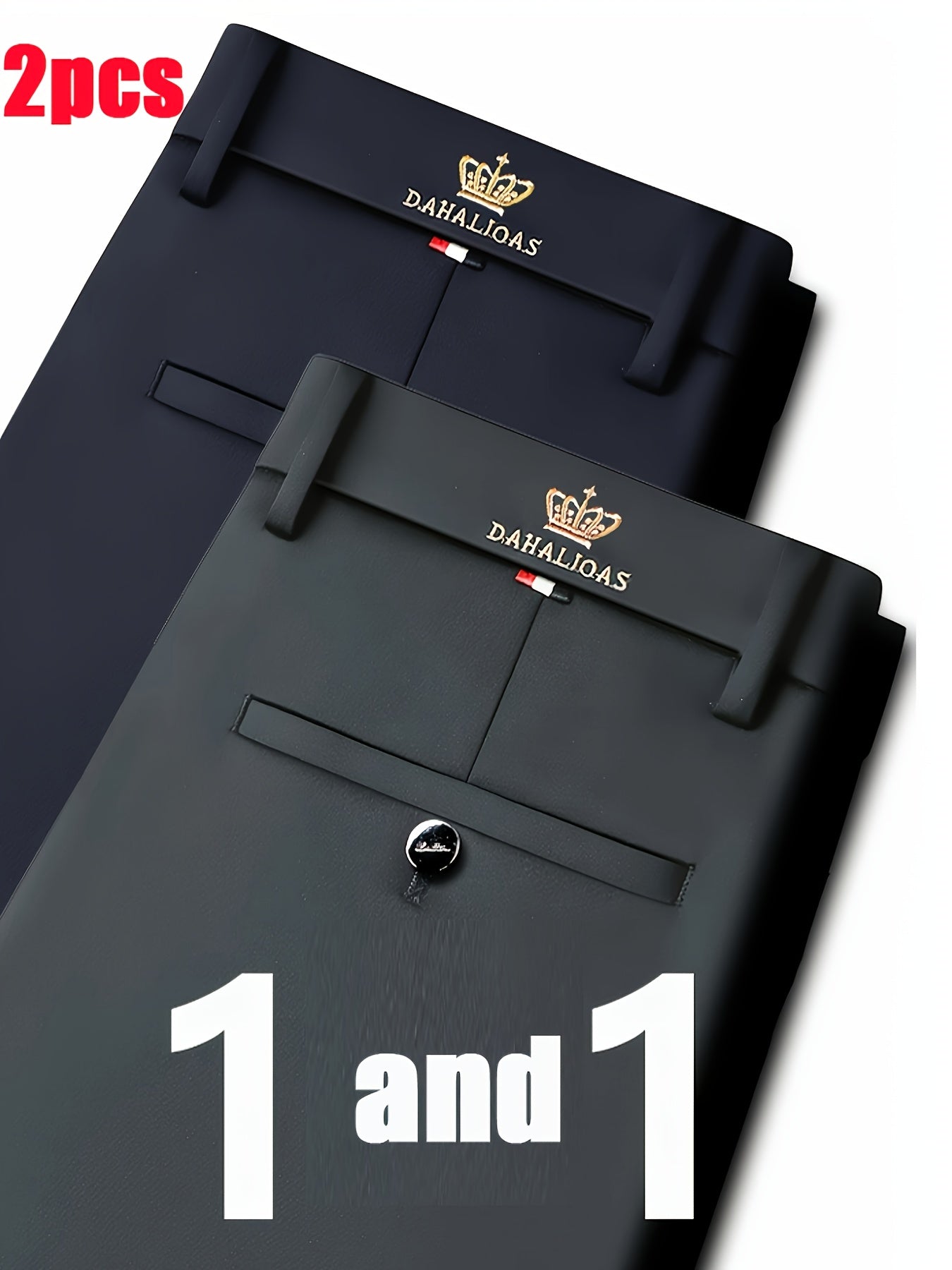 2pcs Pantalons Homme Business Casual – Stretch, Anti-Rides, Jambe Droite, Bureau & Loisir