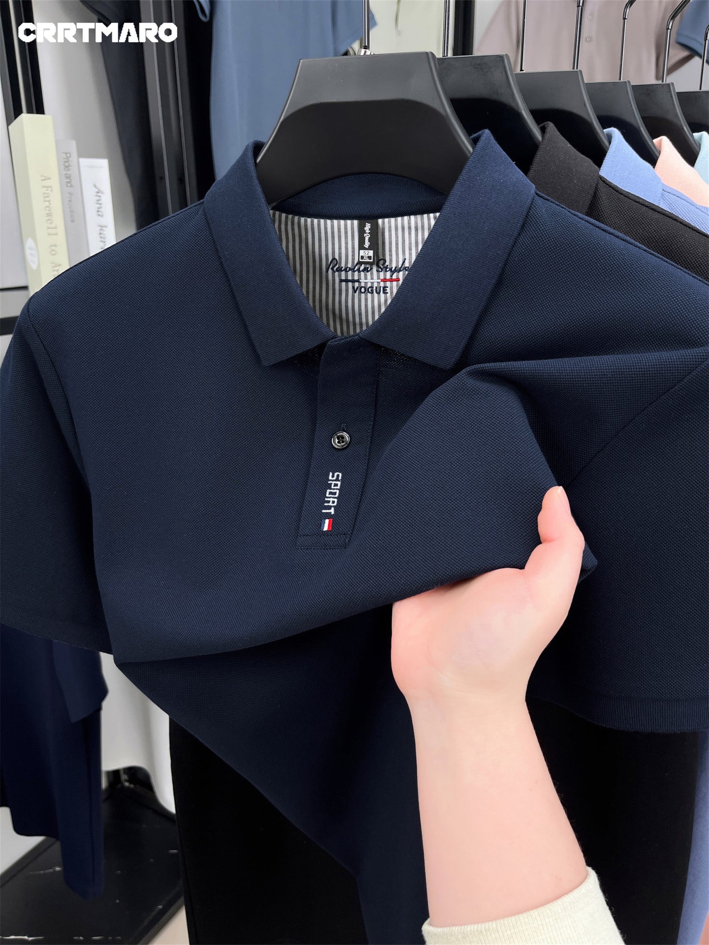 CRRTMARO Men's Mint Green Shirt - 100% Cotton Short Sleeve Summer T-Shirt with White Piping Collar & Logo, Casual Button-Front Placket, Mint Green ( Green) for, Beach, Office - Breathable & Wrinkle-Resistant