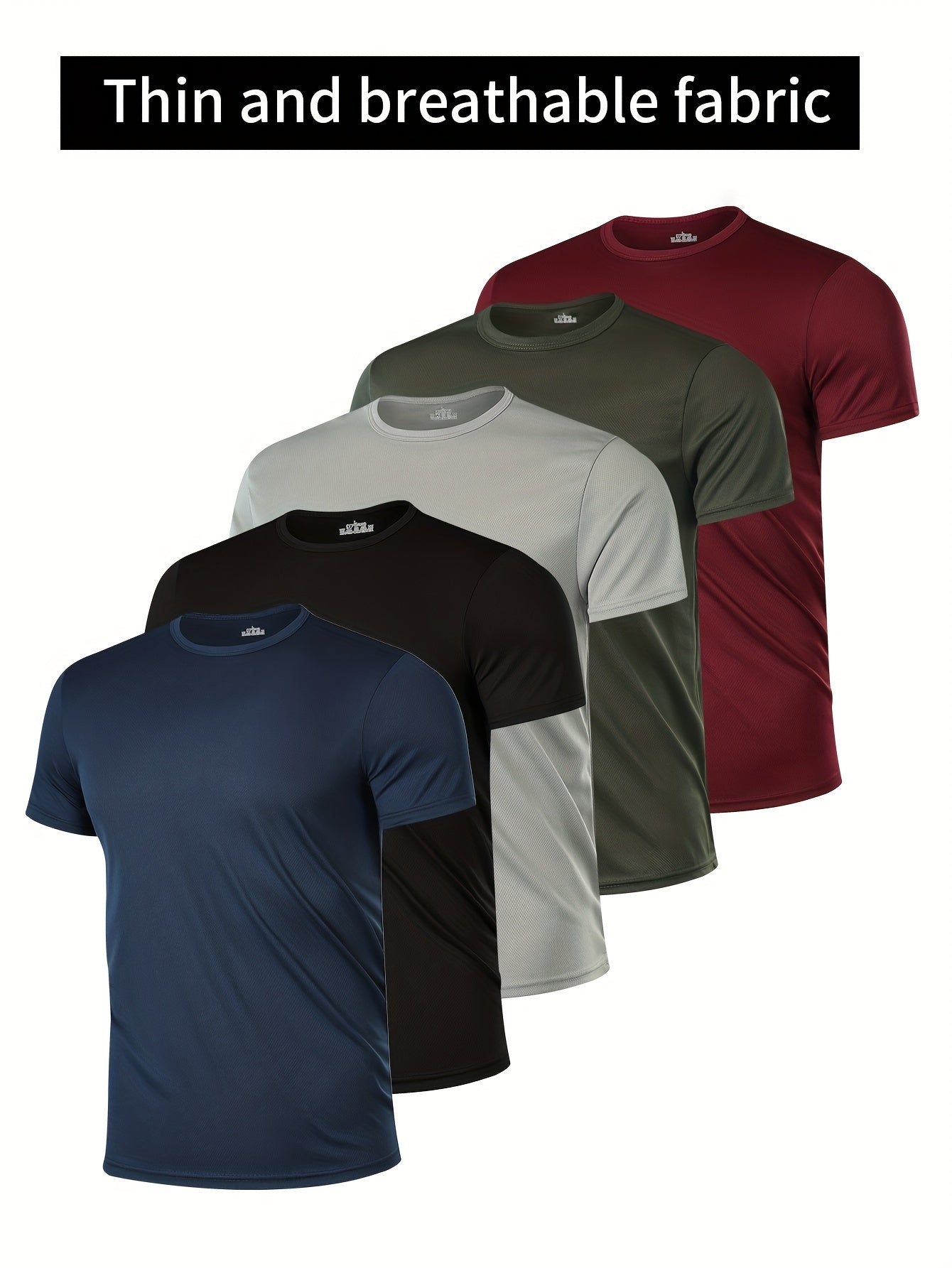 5pcs Men's Crew Neck Fashionable Short Sleeve Sports T-shirt, Comfortable And Versatile, for Summer And Spring, Athletic Style, Comfort Fit T-Shirt, As Gifts