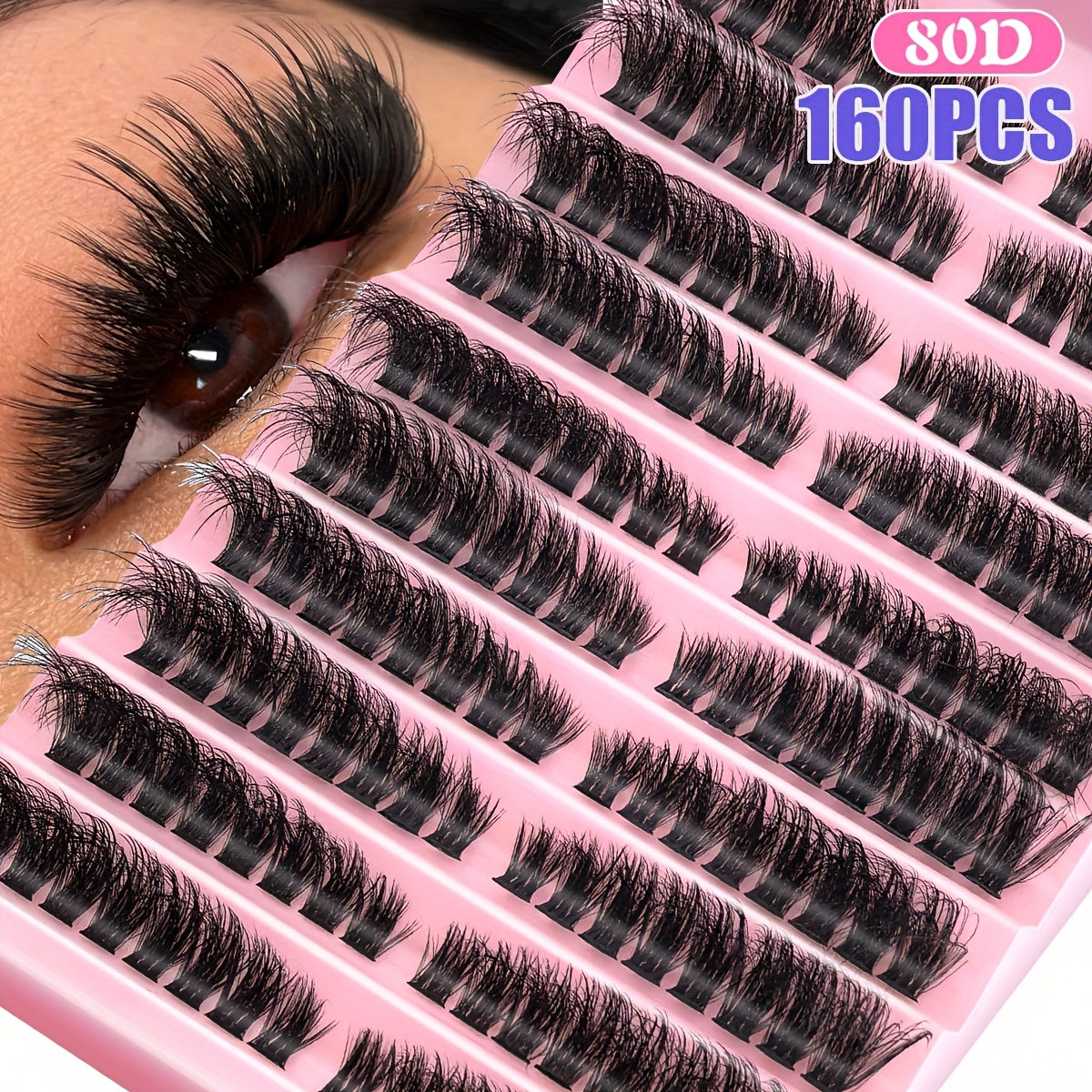 160/200 faux cils en touffes 30D 40D 80D - Cils individuels légers et vaporeux pour un regard naturel, courbure D, longueurs 6-12 mm/13-15 mm/8-16 mm, extensions de cils réutilisables à faire soi-même, idéales pour les débutantes