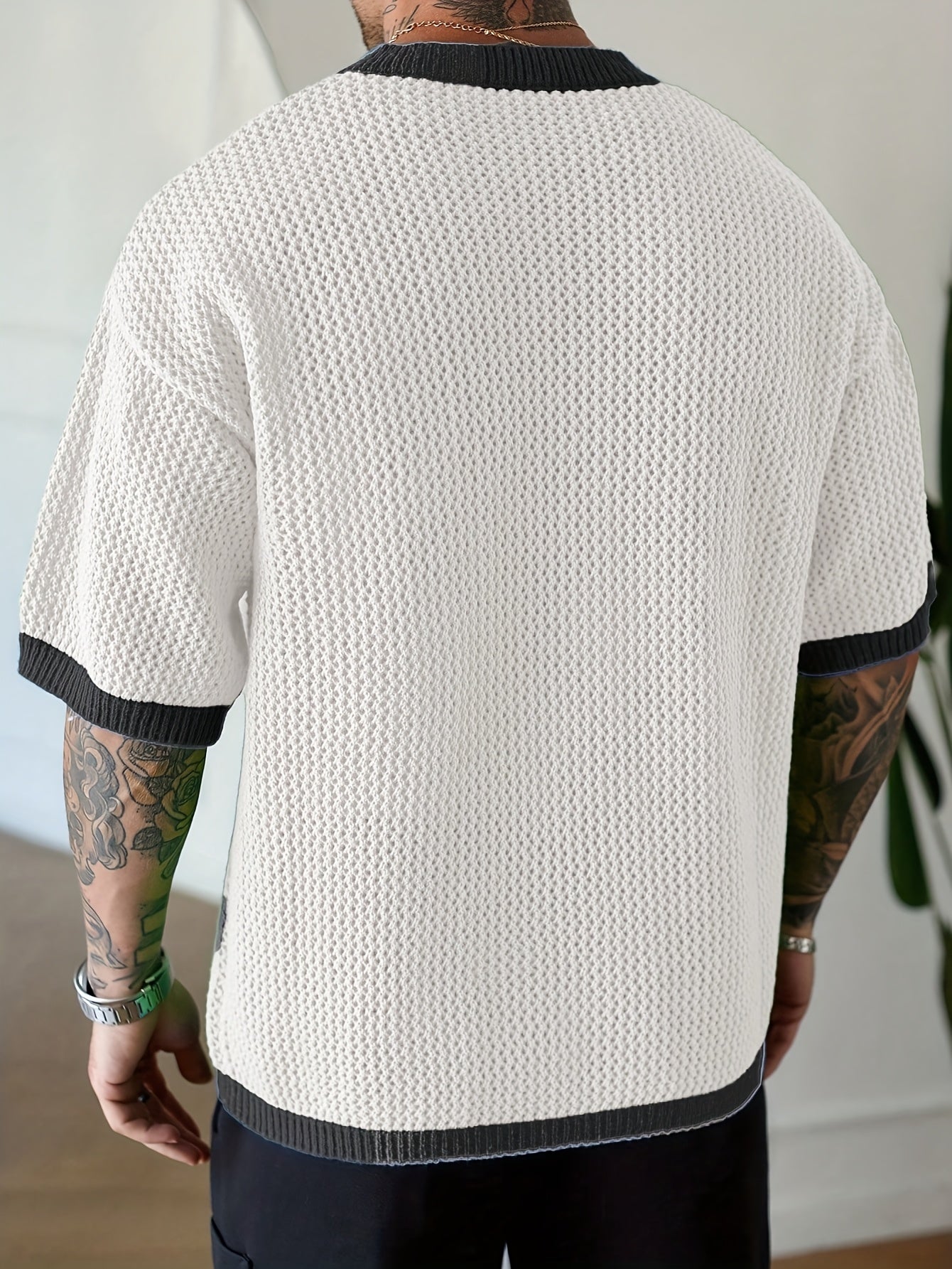 Men's Street Style Contrast Color V-Neck Numeral Print Raglan Knitted Pullover Men Jersey Knit Top Men Men Vacation Men Knit Tops Men Jersey