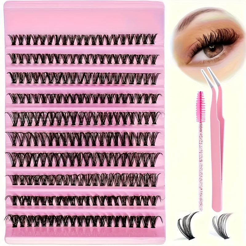 600/200 pcs Cils Individuels – Kit d’Extensions DIY 30D/40D/50D, Inclus Pince et Brosse Douce, Cils Réutilisables, Parfaits pour Maquillage de Soirée, Scène et Festivals