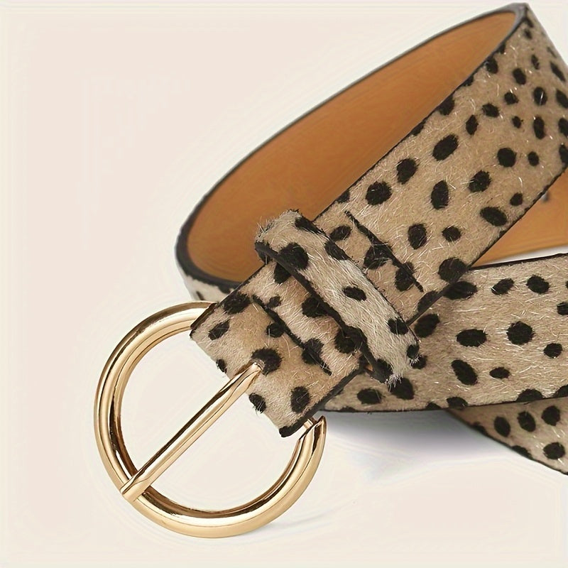 Ceinture fine grande taille à imprimé léopard – Boucle ronde, ceinture taille pour robes et jeans décorative, adaptée pour tour de taille 90-108 cm (XL et 2XL pour 99-116 cm)