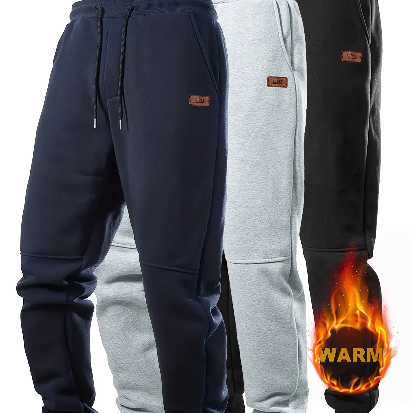 3pcs Joggers Homme – Automne/Hiver, Thermiques, Sport & Casual, Confortables
