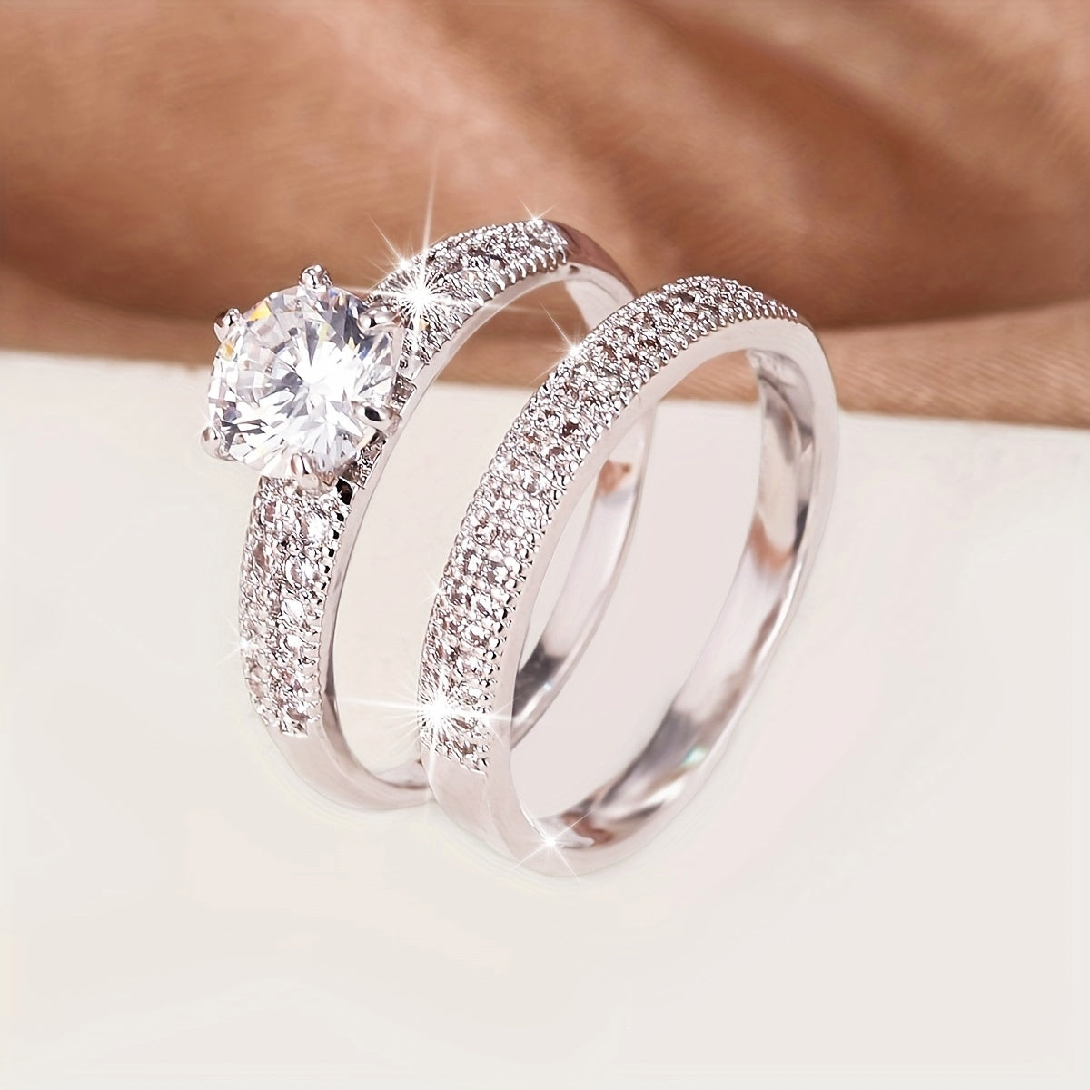 New Fashionable European And American Style Ring with Synthetic Zirconium Combination