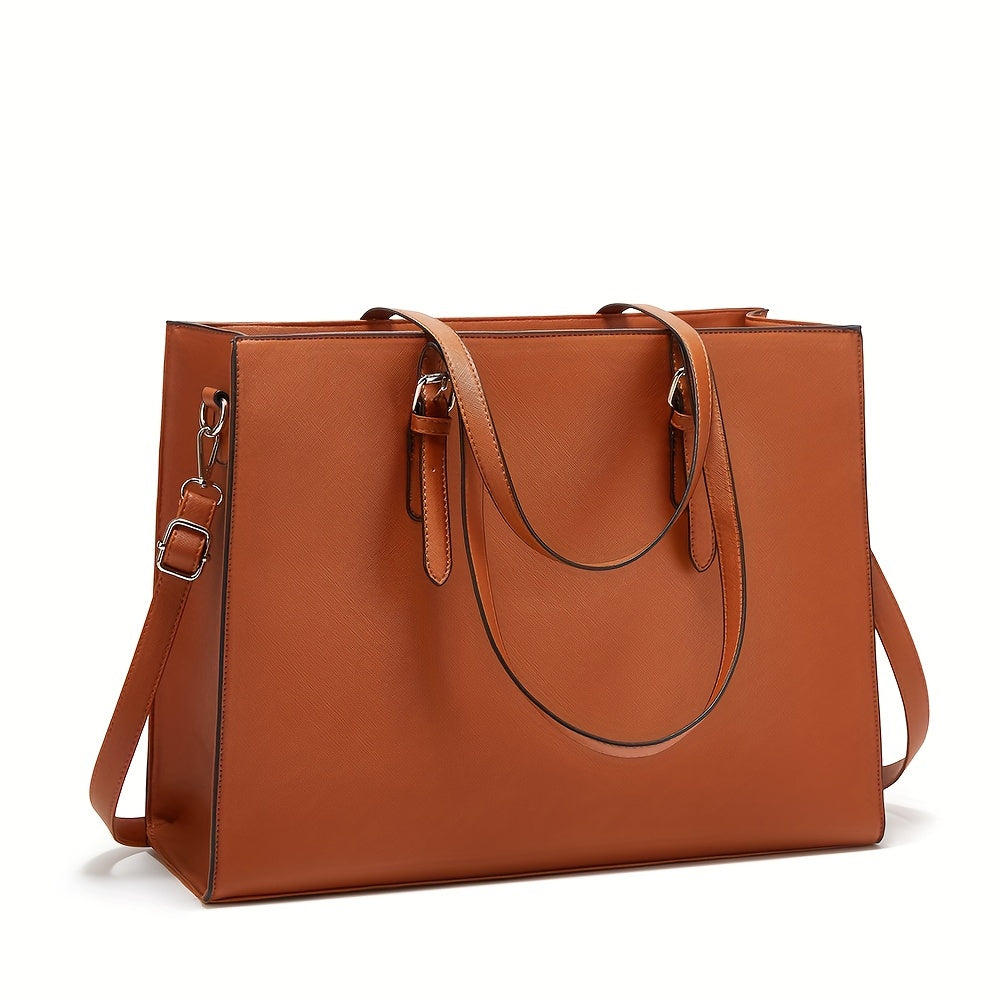 Sac Cabas Femme– Bandoulière Amovible, Fermeture Éclair, Sans Motif, Bord Peint, Facile d’Entretien – Noir/Blanc/Marron Clair