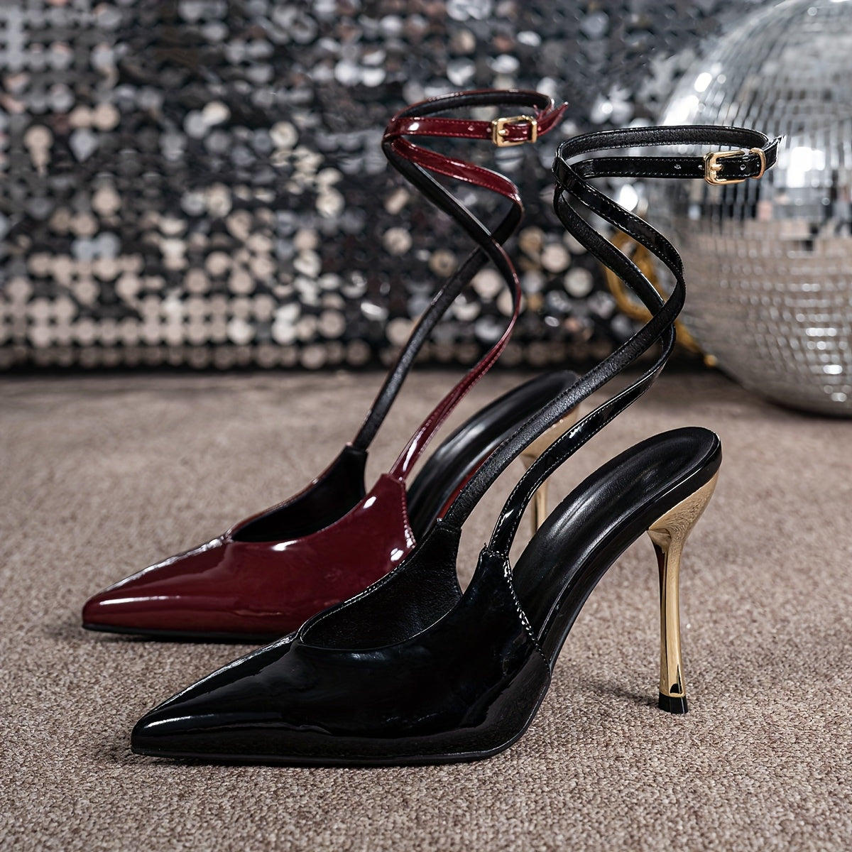 Escarpins à Talons Aiguilles pour Femme – Bout Pointu, Bride Cheville à Boucle, Chaussures Élégantes et Stylées pour Soirées et Événements