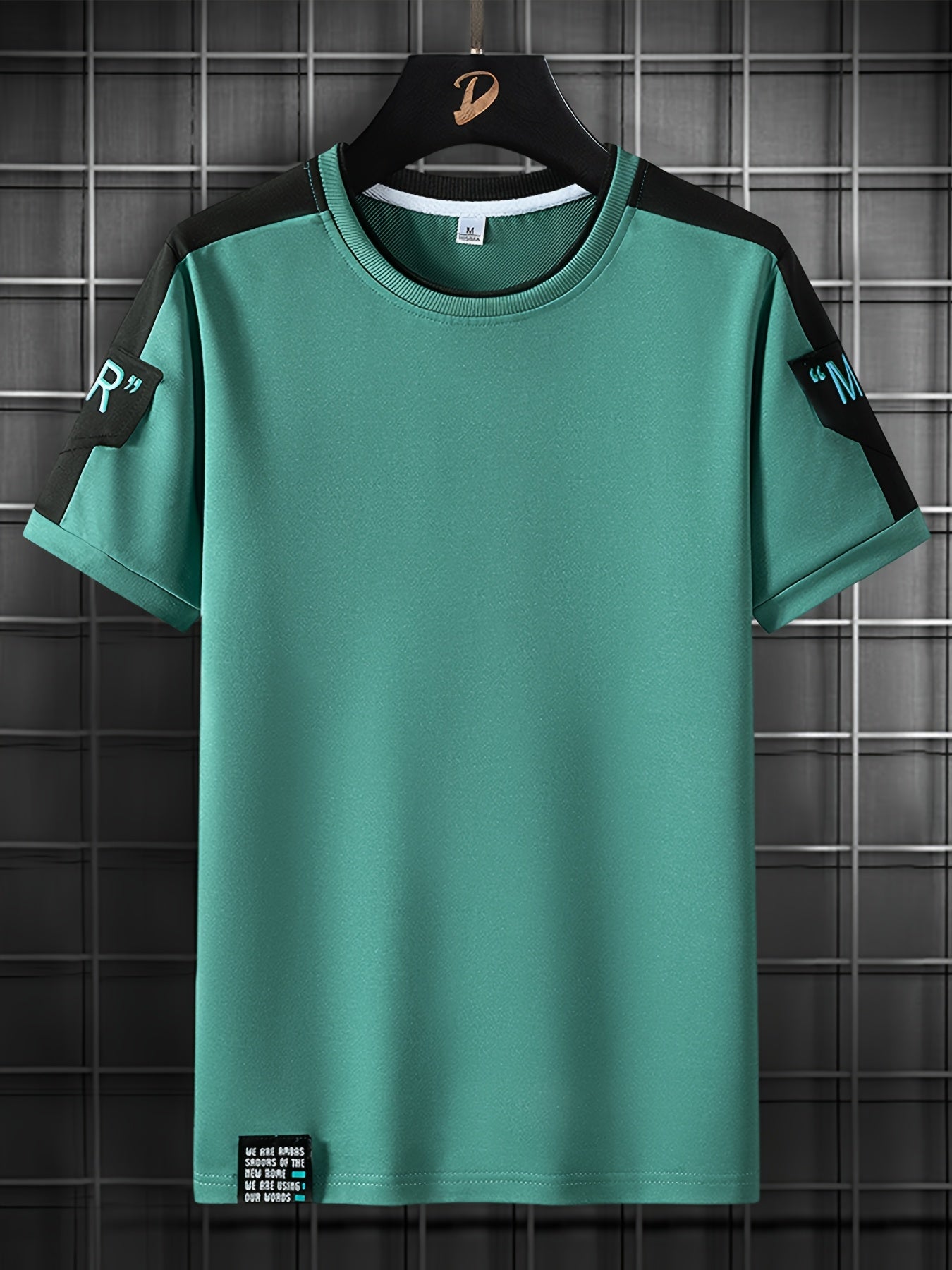 Men's Fashion T-Shirt, Summer Spliced Short-Sleeve Tee for Men, Casual Sporty Round Neck Top with Elastic Breathable Fabric - Versatile Streetwear Gift