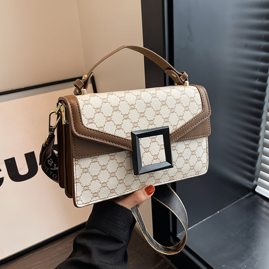 Sac à main floral vintage pour femmes – Large bandoulière avec pendentif décoratif, grand sac en beige, marron ou noir, élégant pour toutes occasions