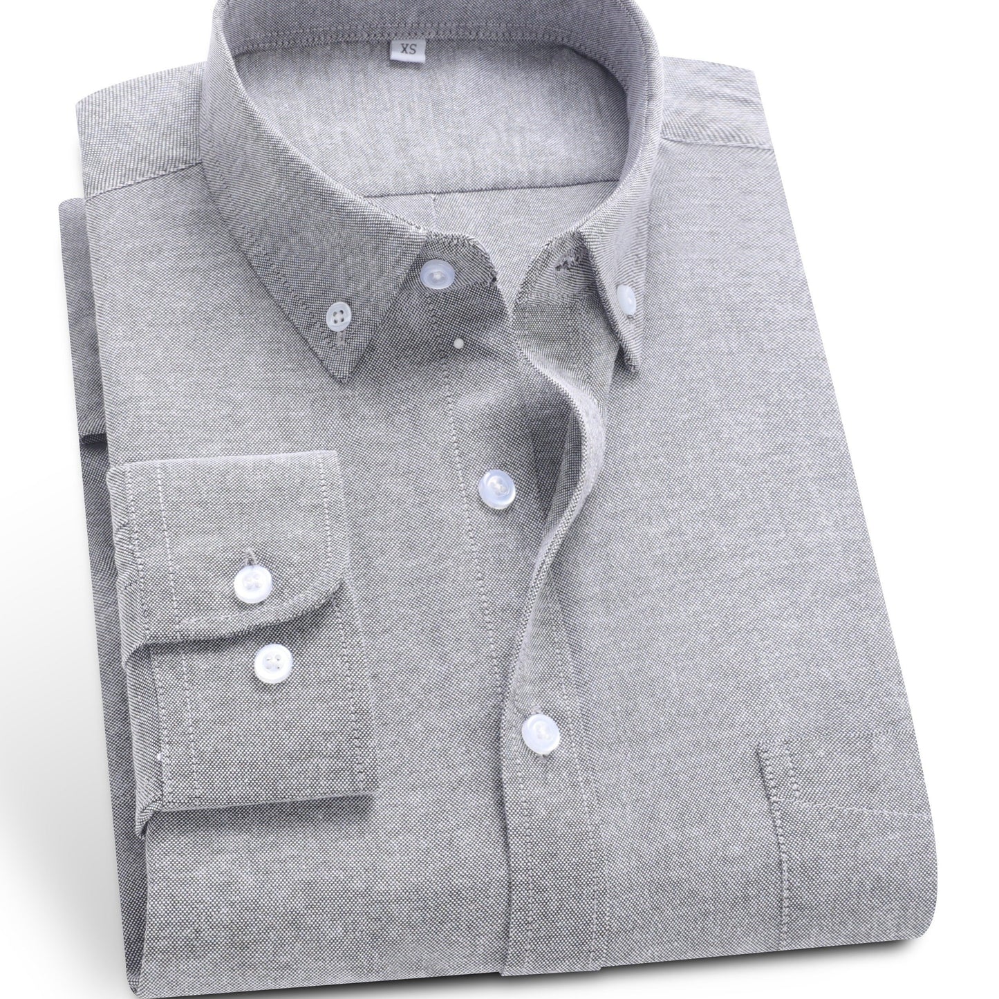 Men's Solid Color Lapel Collar Design Dress Shirts, Long Sleeve Casual Button Up Shirt For Formal Occasions