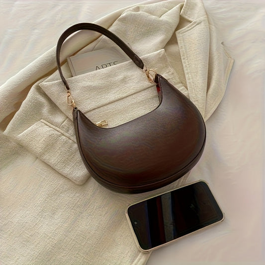 Sac Bandoulière Femme de Luxe en Forme de Croissant — Bandoulière Détachable et Réglable, Fermeture Magnétique, Détails Métalliques Dorés, Doublure Intérieure, Fermeture Éclair, Accessoire de Mode Polyvalent, Sac Élégant, Construction Durable, Sac Stylé