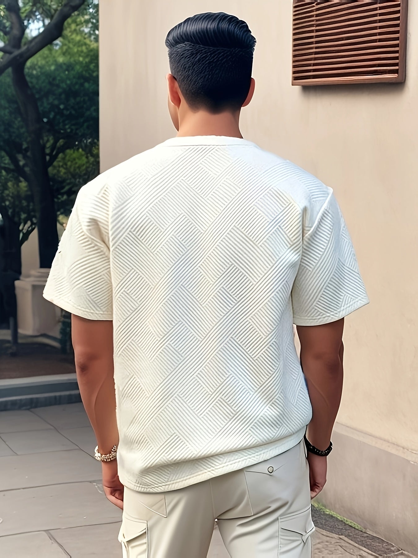 Men's Solid Color Summer Simple Fashion Casual Top, Crew Neck T-Shirt, Suitable for Husband Gift and Father's Day Present