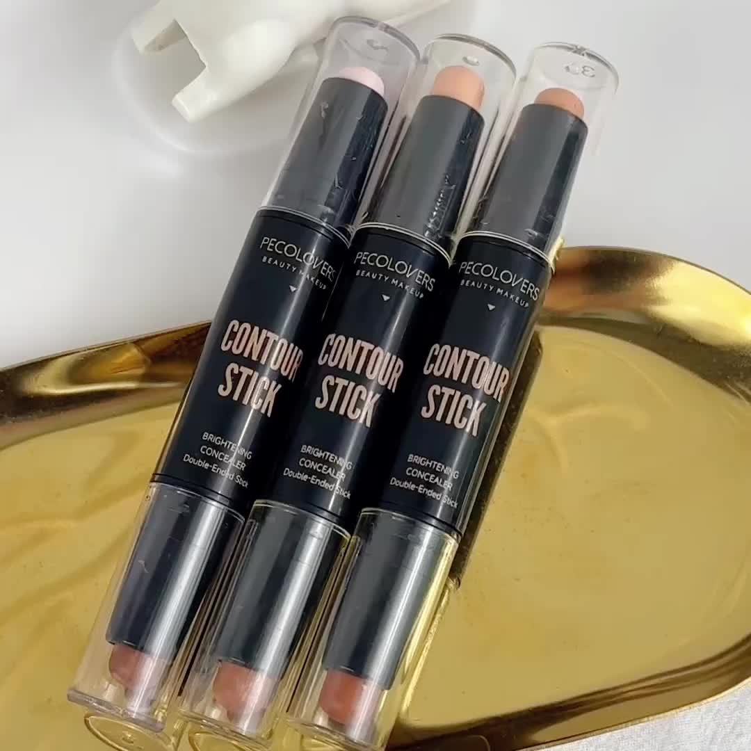 Stylo maquillage double embout – Highlight, contour, fond de teint et correcteur, waterproof