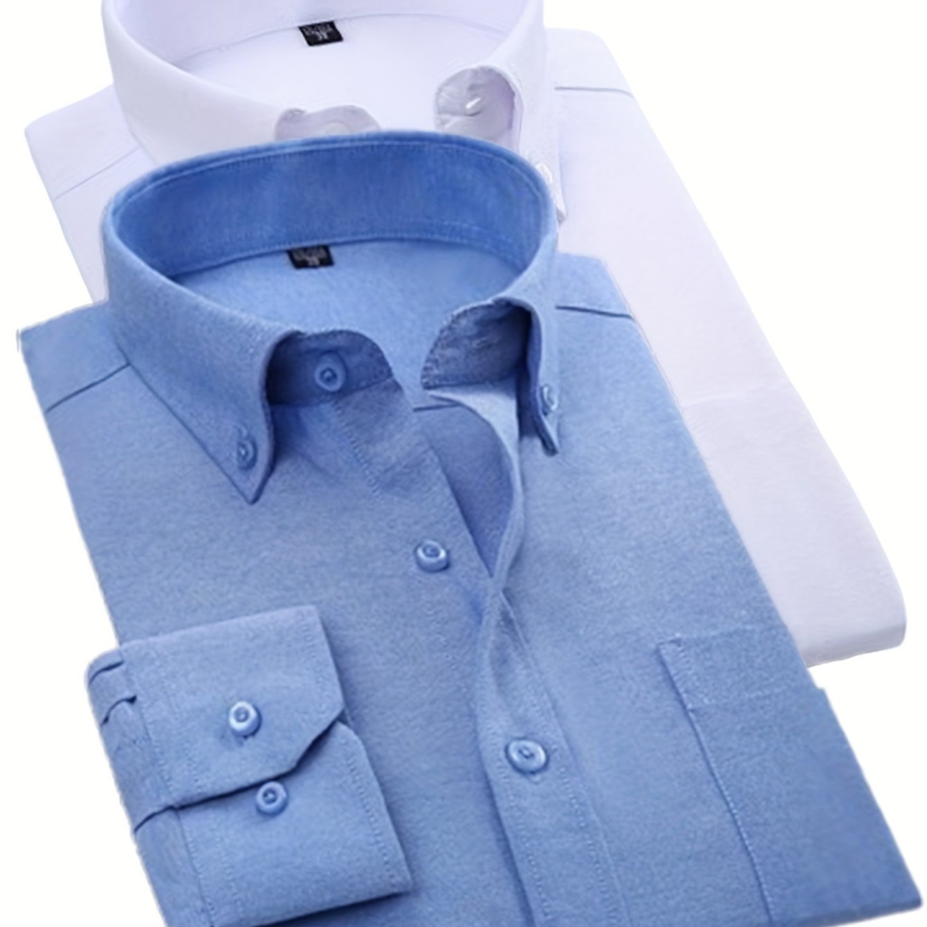 Men'S Oxford Cloth Shirt Two-Piece Set Durable and Wear-Resistant Business Casual Suit Versatile Commuter Outfit Solid Color Button-Up Shirt