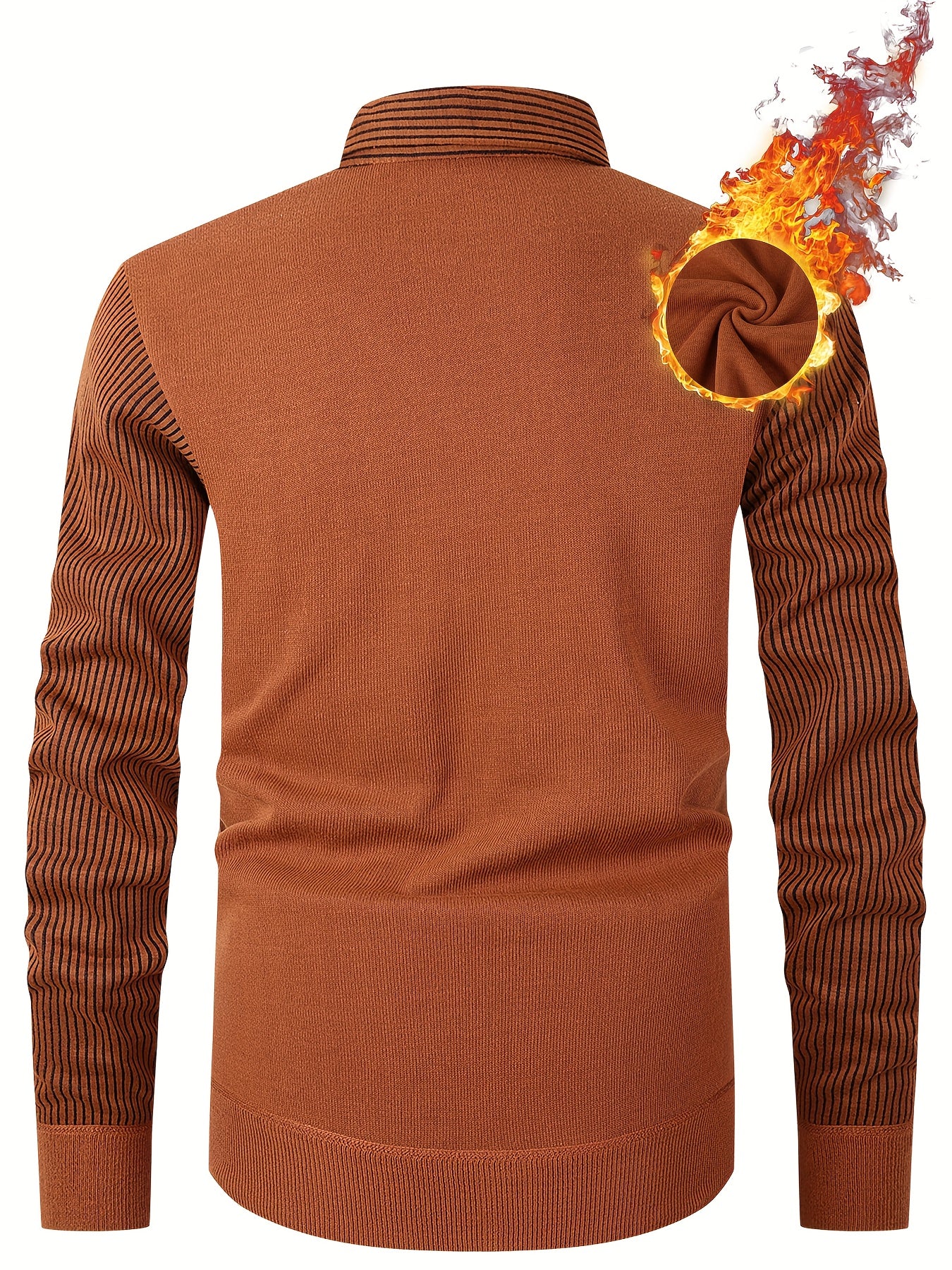 Men'S Elegant Striped Knit Sweater with Button Collar - Warm Long Sleeve Pullover for Golf, Running, Hiking & Outdoor Activities - Perfect for Casual Wear, Parties, and Special Occasions, Golf Apparel | Button Collar Sweater