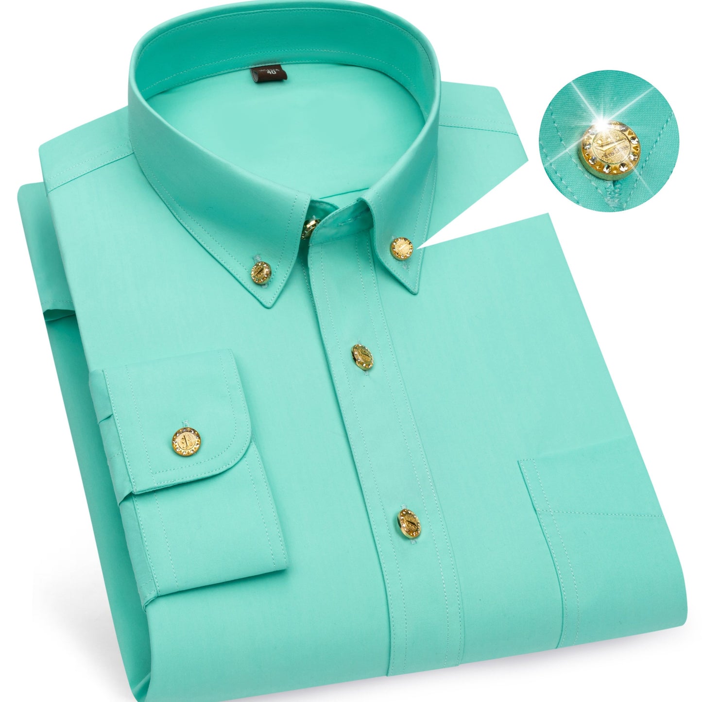 Men'S Solid Color Long-Sleeve Business Casual Shirt