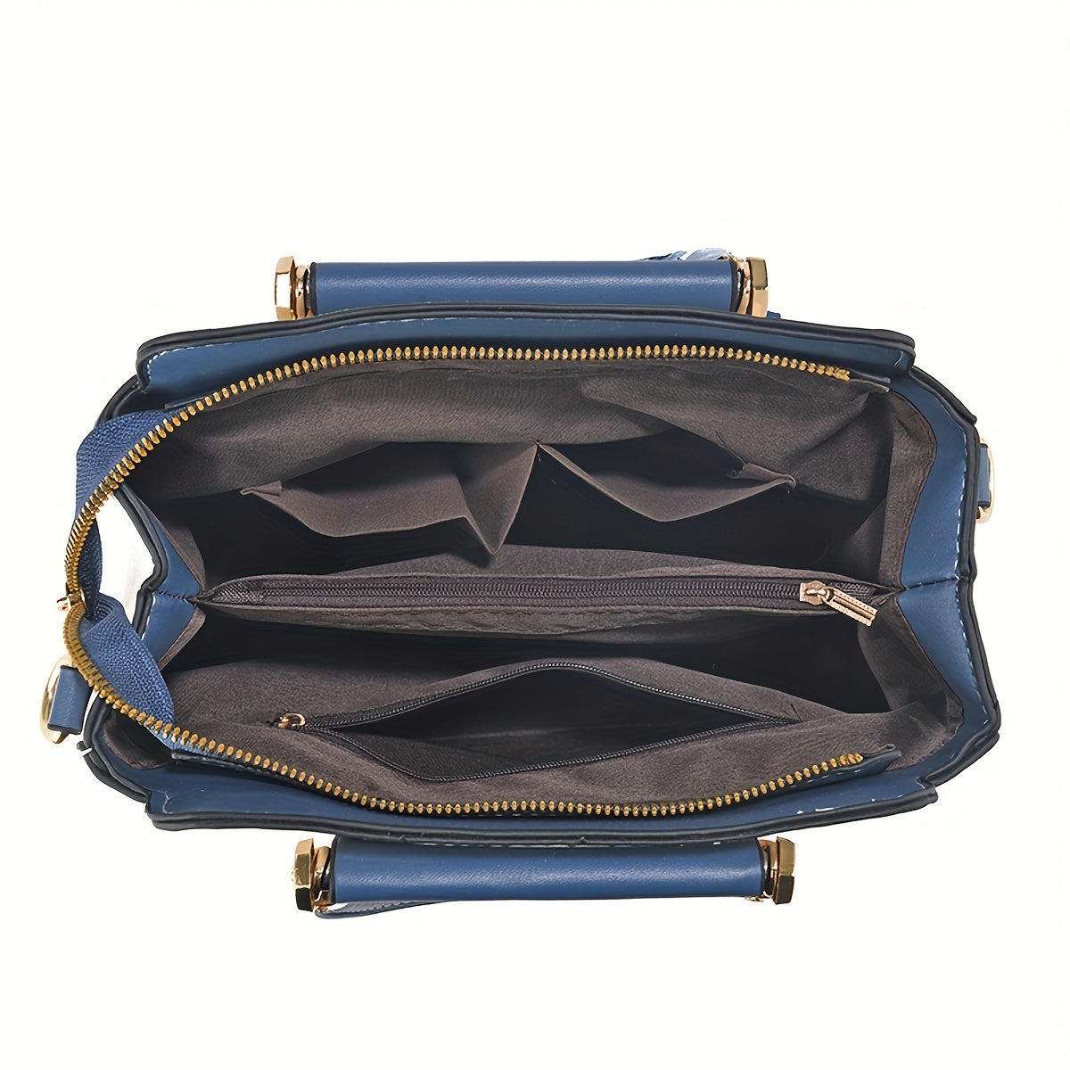 Sac à main pour femmes – broderie florale, bandoulière réglable, fermeture zippée, bleu marine et blanc, parfait pour travail, voyage ou cadeau fête des mères, doublure polyester, avec écharpe décorative