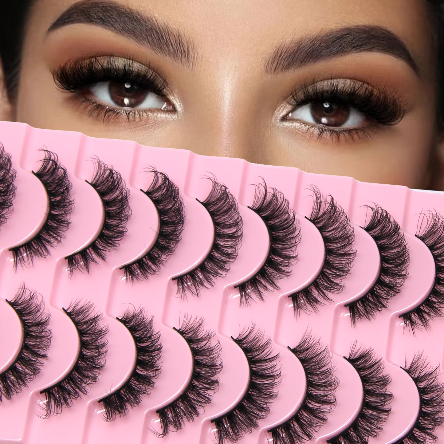 Faux cils effet naturel et duveteux, 10 paires, courbure DD, extension en bande complète, sans parfum, réutilisables