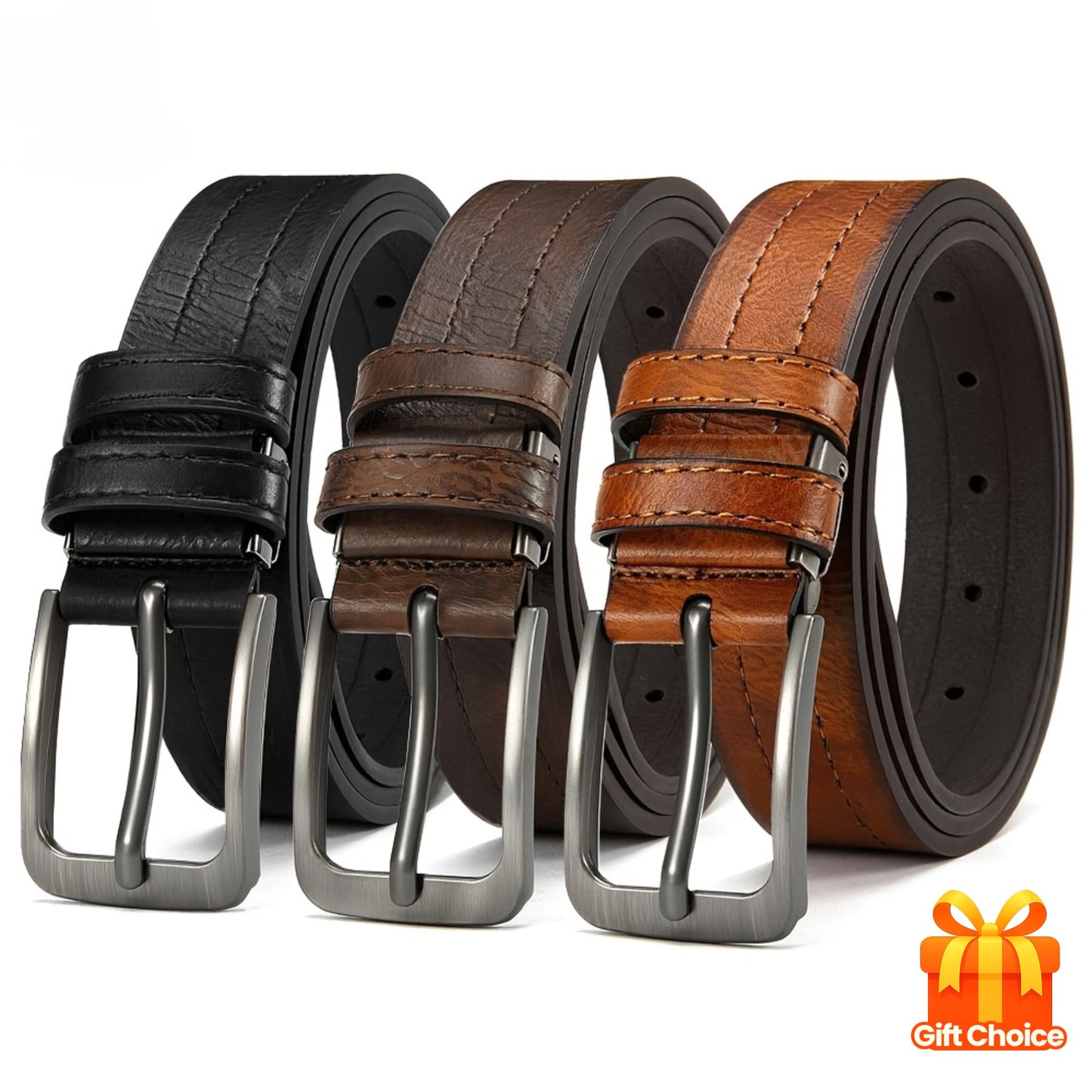 Lot de 3 Ceintures Homme Décontractées Vintage – Ceintures Durables et Respirantes, Conçues pour Professionnels, Personnes Matures et Amateurs de Mode, Idéales Comme Cadeau pour Toutes Occasions, Ceintures Homme de Luxe, Ajustables, Boucle Carrée