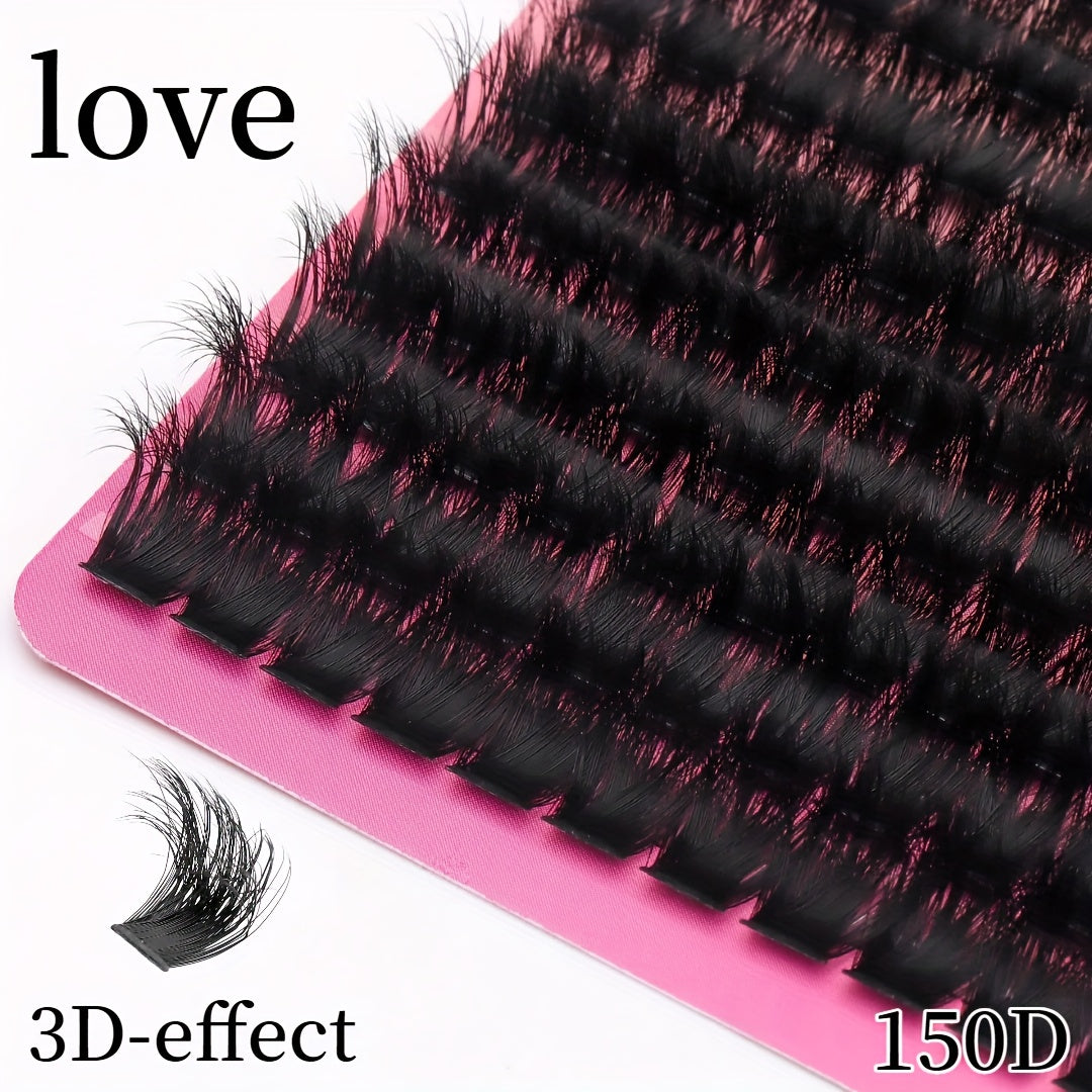 Faux cils 196 bouquets 150D, longueurs mixtes de 10 à 18 mm, à combiner à volonté, courbure D-D, effet œil de chat russe 3D, volume naturel et duveteux - légers, doux, confortables, faciles à poser