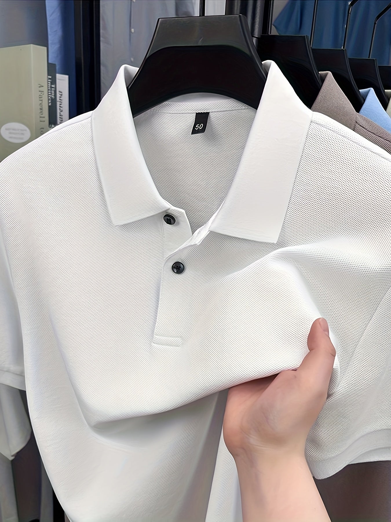 Men'S Business Casual Shirt - Formal & Everyday Office, Golf, Casual Attire - Classic Collar Button-Up Shirt - All-Season Professional T-Shirt for Men - Easy-Care Professional Attire, Golf Apparel, Solid Color Design, Comfort