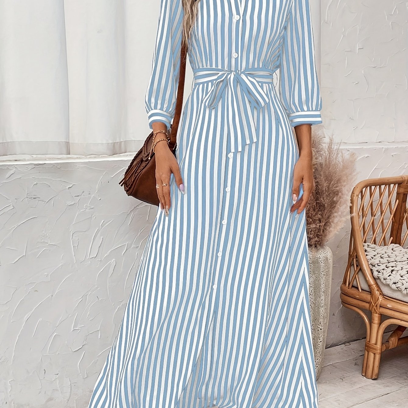 Robe rayée élégante et décontractée pour femme