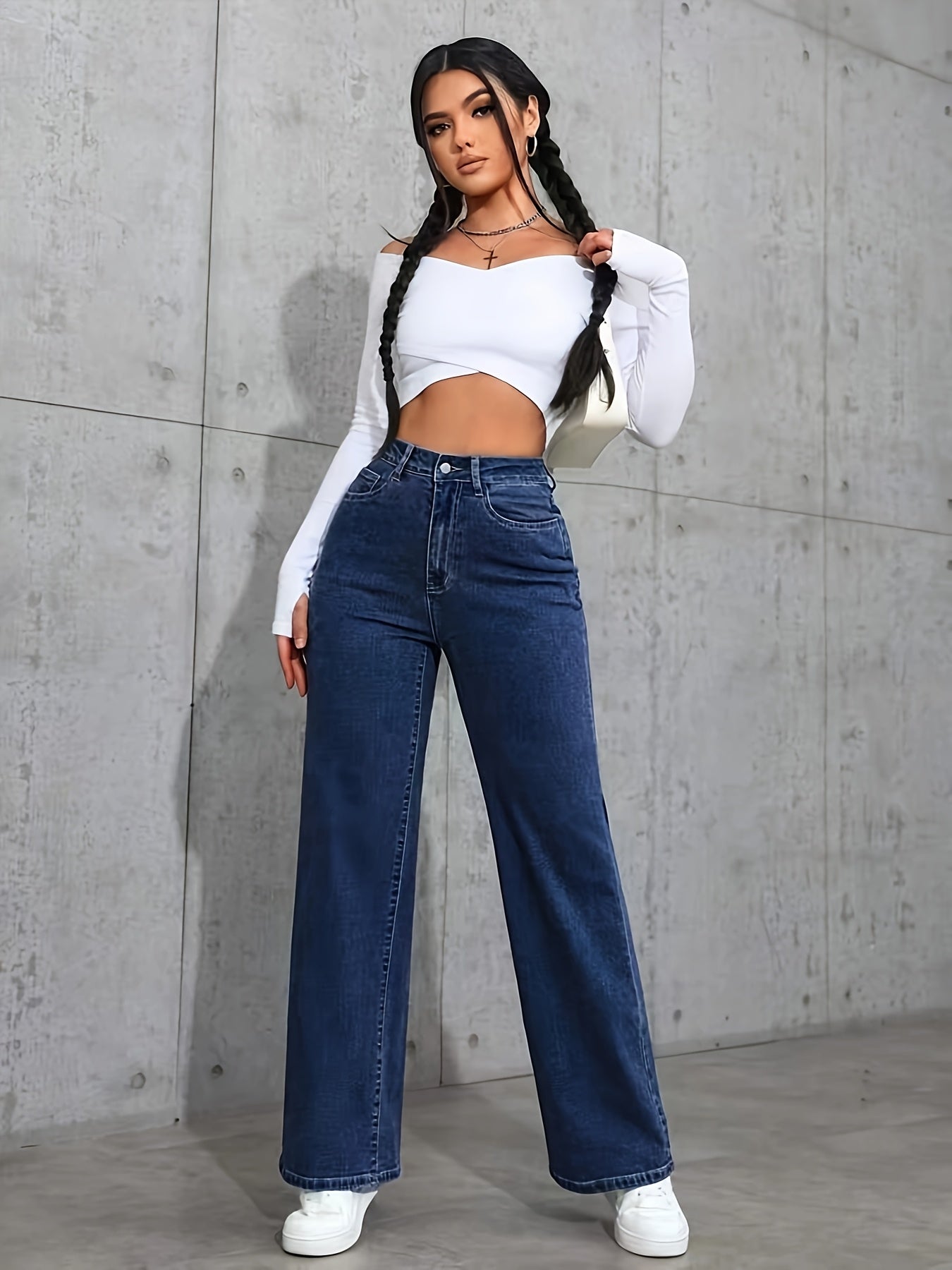 Jeans Femme Taille Haute – Coupe Droite, Denim Extensible Skinny, Tissu Non Transparent, Lavable en Machine, Polyvalent Quotidien et Tenues Formelles, Toutes Saisons, Confortable