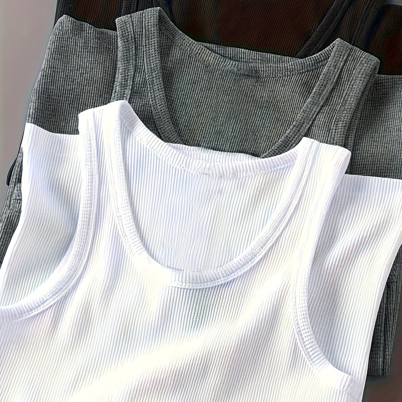 Lot de 3 Débardeurs Homme – Couleur Unie Côtelée