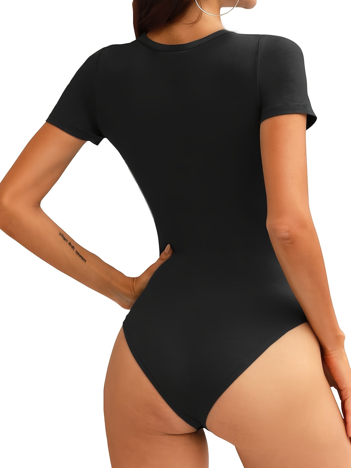 Lot de 3 bodys femme à manches courtes, col rond, coupe ajustée, basiques et confortables